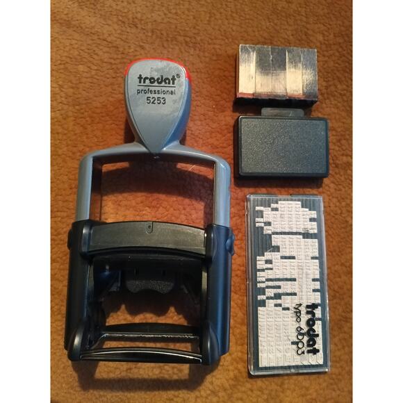 Trodat Professional Stamp Dater 5253 W/ Letters and Ink Pad - Picture 1 of 4
